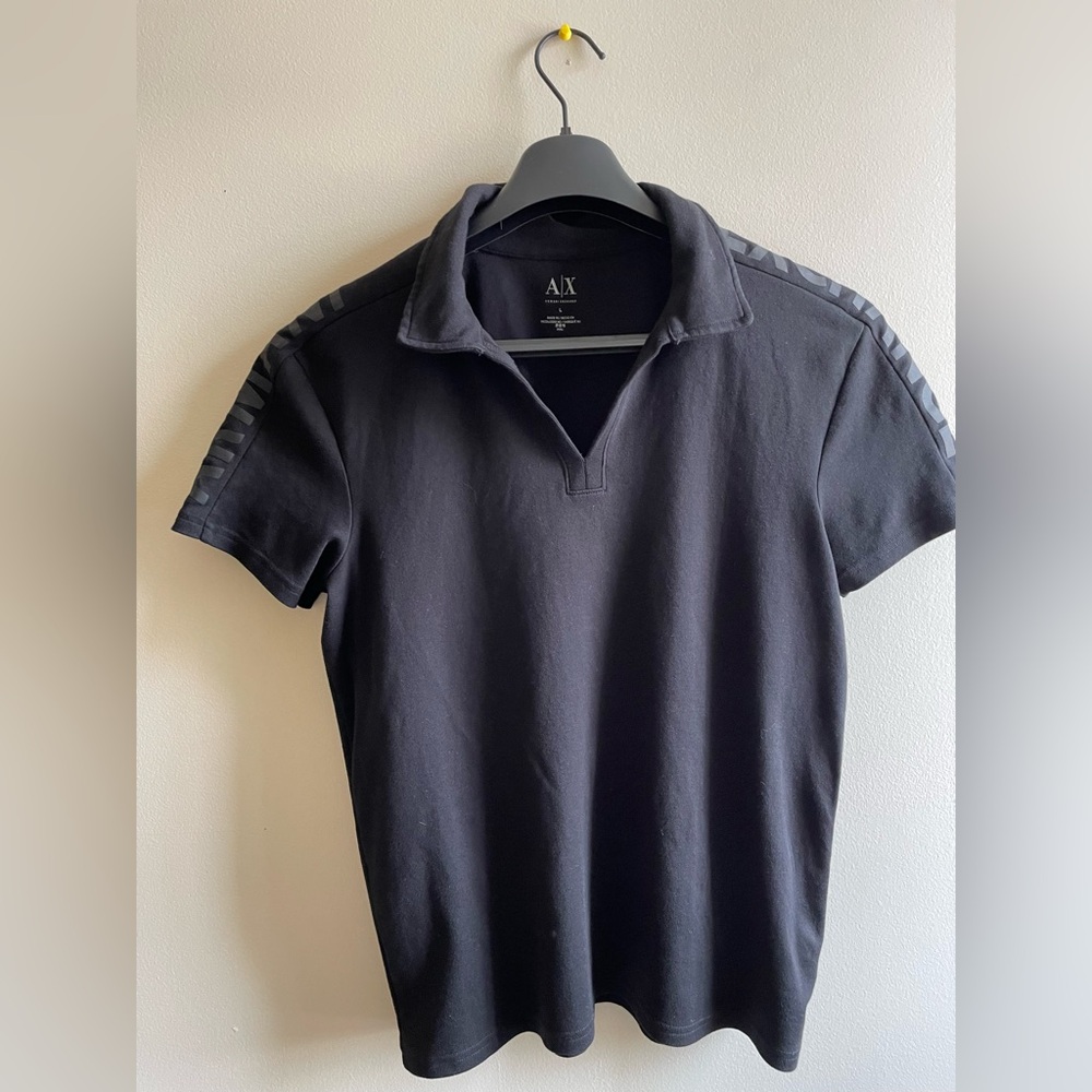 Armani Exchange - Black Polo Shirt - Logo on Shoulders - Size L